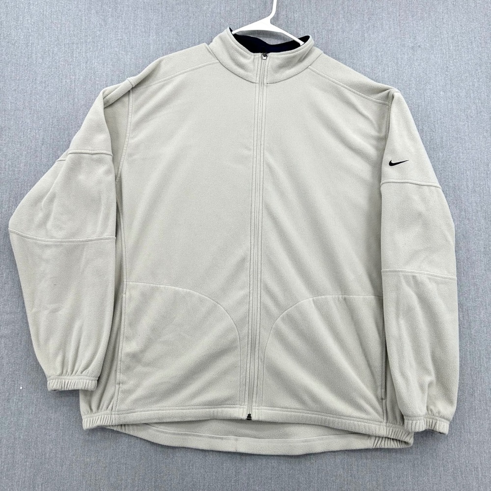 Nike Jacket Mens XXL Tan Therma-Fit Golf Full Zip Fleece Mock Neck Swoosh Logo